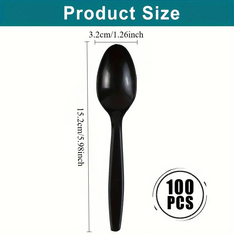 100pcs Plastic Dessert Spoons Set - Durable, Easy To Clean, Space-Saving, Perfect for Birthday Parties, Buffet Weddings