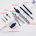 Professional Geometry Set Metal Compass, 8PCS, Geometry Precision Tool Set with Shattered Storage Box, Drawing Tools and Drawing