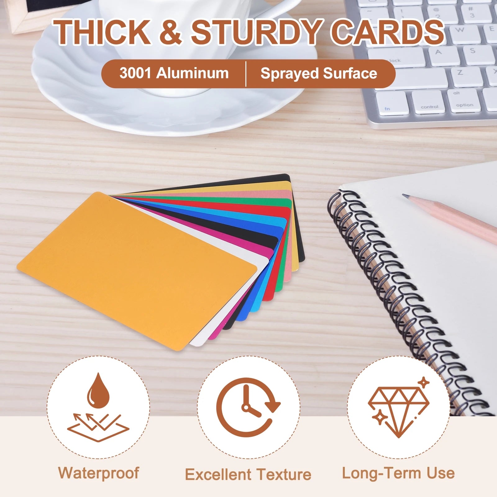 10/25/50Pcs Metal Business Cards Colored Finish Aluminum Blank Laser Engraving DIY Cards CNC Engraving Sheets for House Office