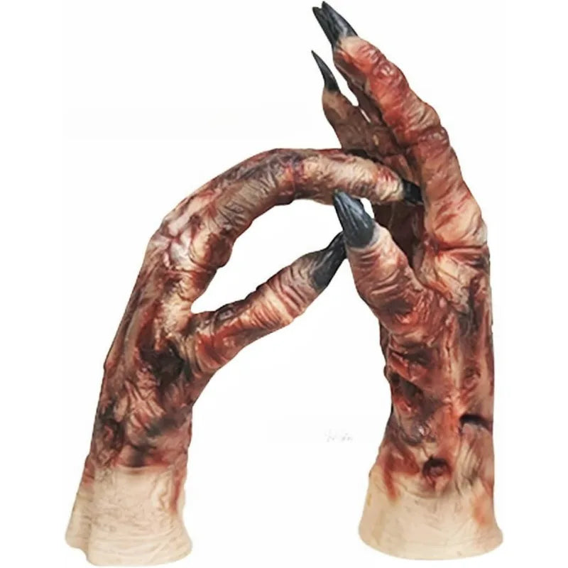 Mummy Hand Latex Gloves for Halloween Easter Costume Lifelike Zombie Prop for Adults Children Party Favor Spooky Dress-Up
