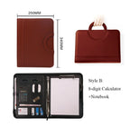 A4 Portable File Folder with Calculator Binder Organizer Manager Office Document Pad Briefcase PU Leather Padfolio Bag Customize