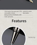 1 PC High Quality Luxury Full Metal Ballpoint Pen Silver Plating Ball Pens Business Writing Signing School Office Supplies 03733