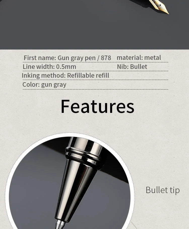 1 PC High Quality Luxury Full Metal Ballpoint Pen Silver Plating Ball Pens Business Writing Signing School Office Supplies 03733