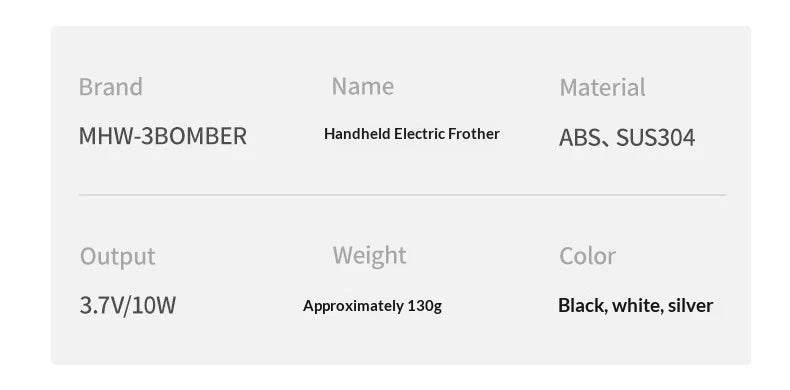 MHW-3BOMBER Electric Milk Frother Handheld Coffee Stirrer Household Egg Beater Milk Foam Maker Multi-Function Milk Frother
