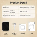 Portable Label Maker P15 Adhesive Thermal Label Printer Wireless Bluetooth Sticker Printer with P15 Self-adhesive Label Paper