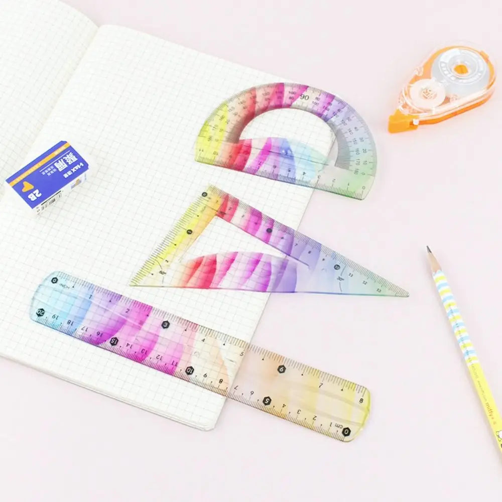 Multifunctional Plastic Soft Ruler Set Flexible Freely Bendable Set Square 20/30CM Drawing Measuring Tools Protractor Gift