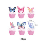 Butterfly Girls Birthday Party Disposable Tableware Fairy Pink Paper Plates Cups Napkin Tablecloth Birthday Party Decorations