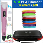 Children's 3D Pen 3D Drawing Printing Pen with LCD Screen Power Adapter 200M PLA Filament Toy Kids Christmas Birthday DIY Gift