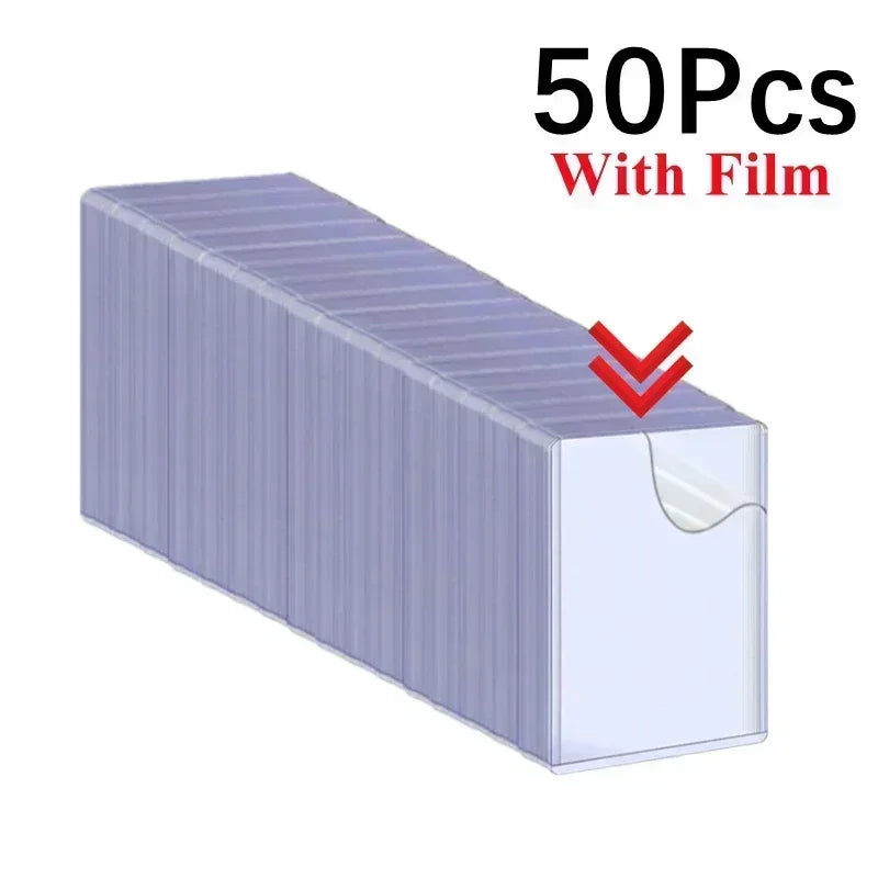 50/1Pcs Transparent Card Sleeve with Protective Film Clear Card Holder Idol Photo Game Baseball Card Holders Cover 35PT 3"x4"