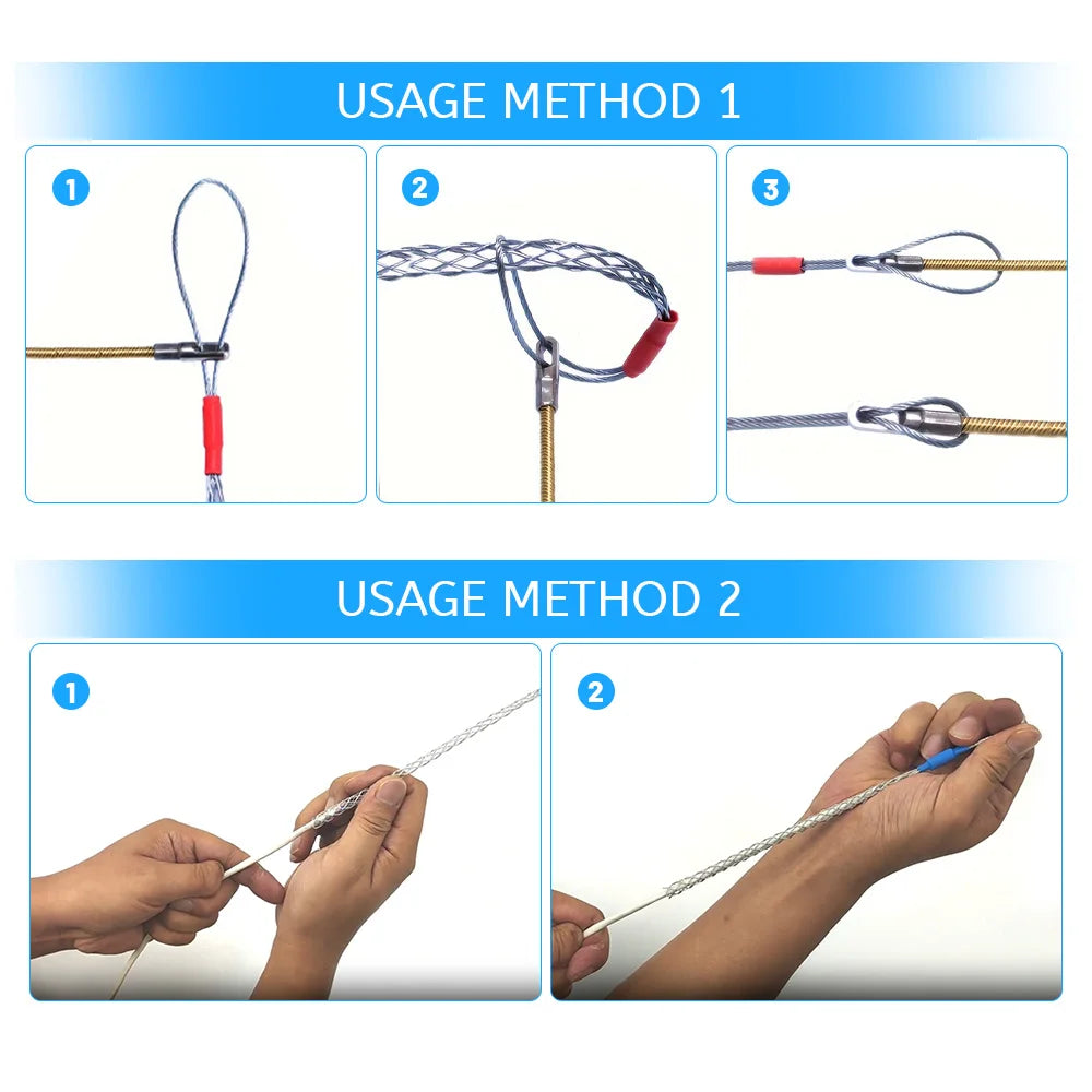 6 Colors Cable Puller Wire Grip Galvanizing Metal Cable Pulling Socks Mesh Puller Antislip Pipe Conduit Pull Net Cover 4-25mm