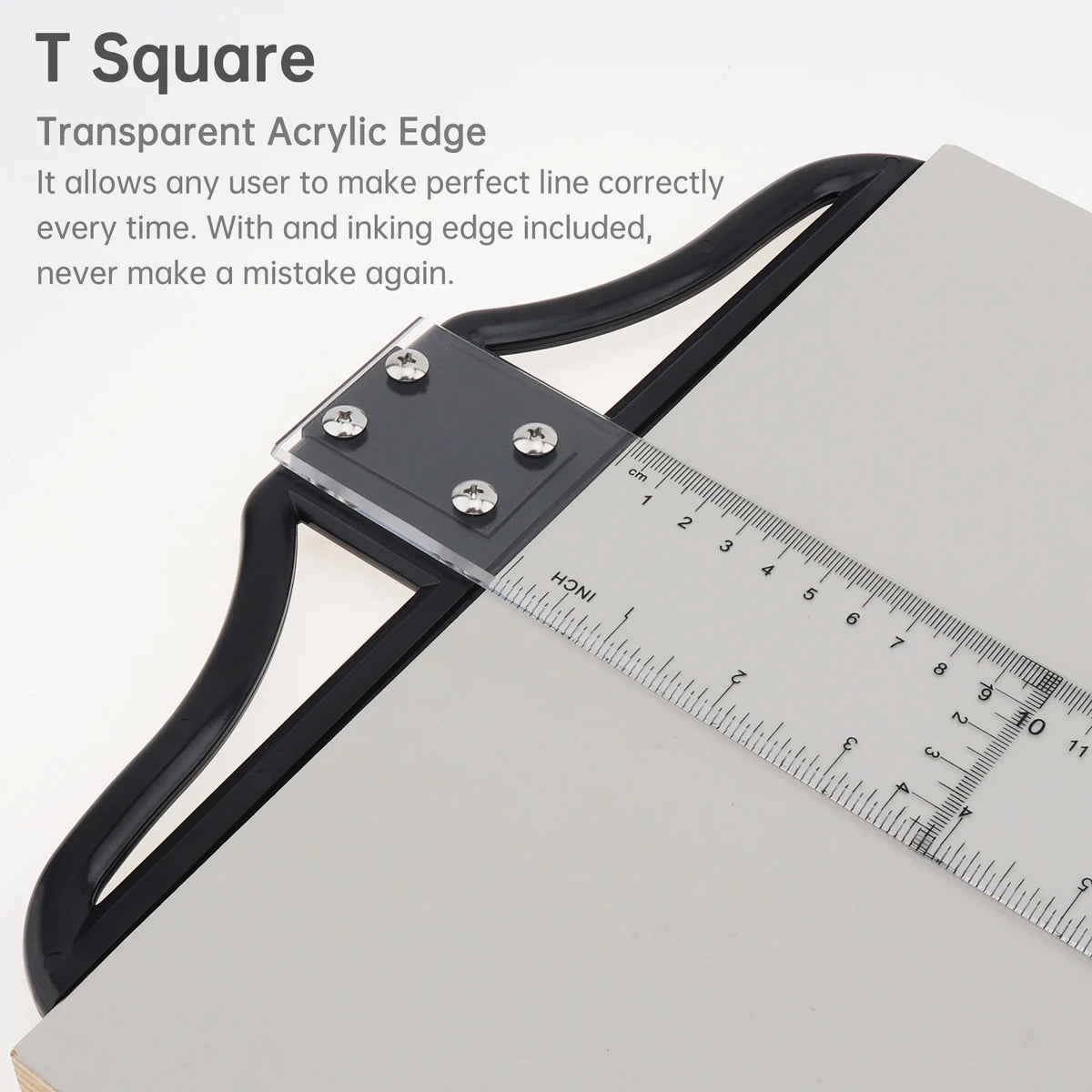60cm 23.6 inch Acrylic T Square Ruler Carpenty Imperial Metric Scale Measuring Marking Scribing Ruler Art Framing Drafting Tool