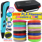 2026 New 3D Printing Pen DIY Three-dimensional Painting Children Toys With LCD Screen Power Adapter 200M PLA Filament Toys Gift