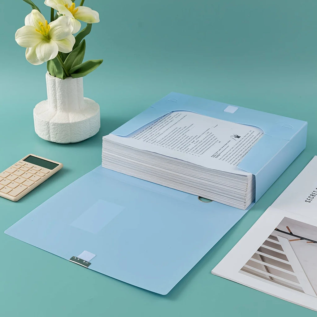Large Capacity Foldable Plastic File Box for Office Use, Thickened A4 File Organizer, for Accounting Vouchers Resources Contract