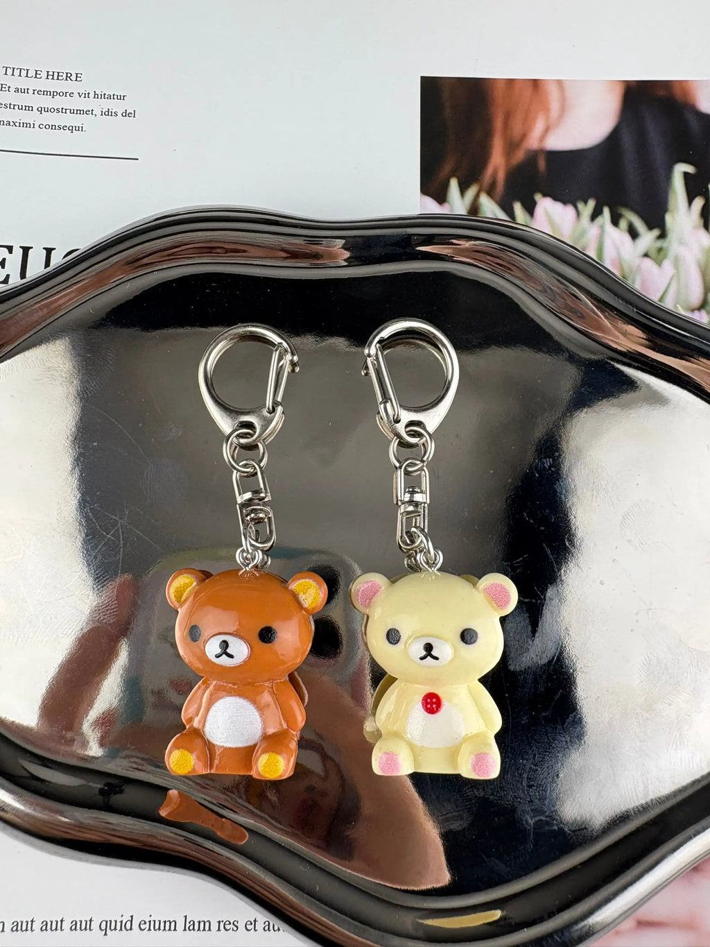 Kawaii Rilakkuma Easy Bear Phone Rope Chain Keyrings Lazybear Doll Keychains Bag Key Pendants Gift
