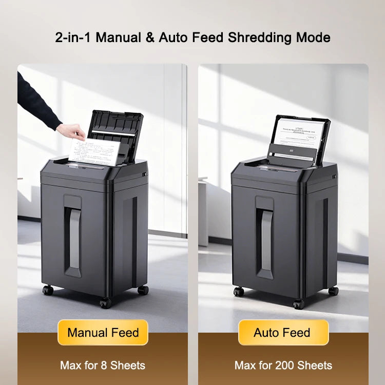 Broyeur De Papier P-5 200 Sheets Waste Paper Shredder P5 Normal Size 2*10mm Auto Feed Electricity Powered Comet Z-500 Office 22L