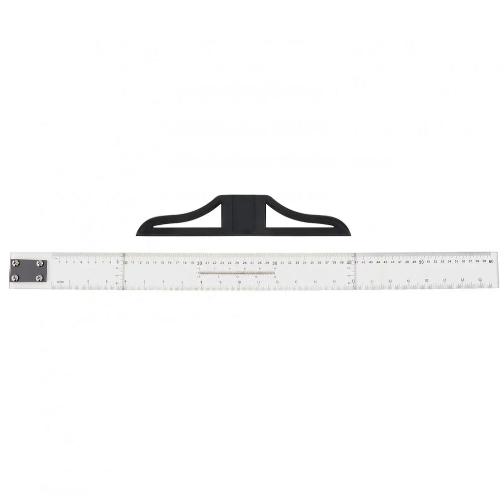 Metric & Imperial Scales Aluminum Alloy Angle Triangle Ruler 45cm T Square Acrylic Ruler Measuring Tool Set for Carpentry