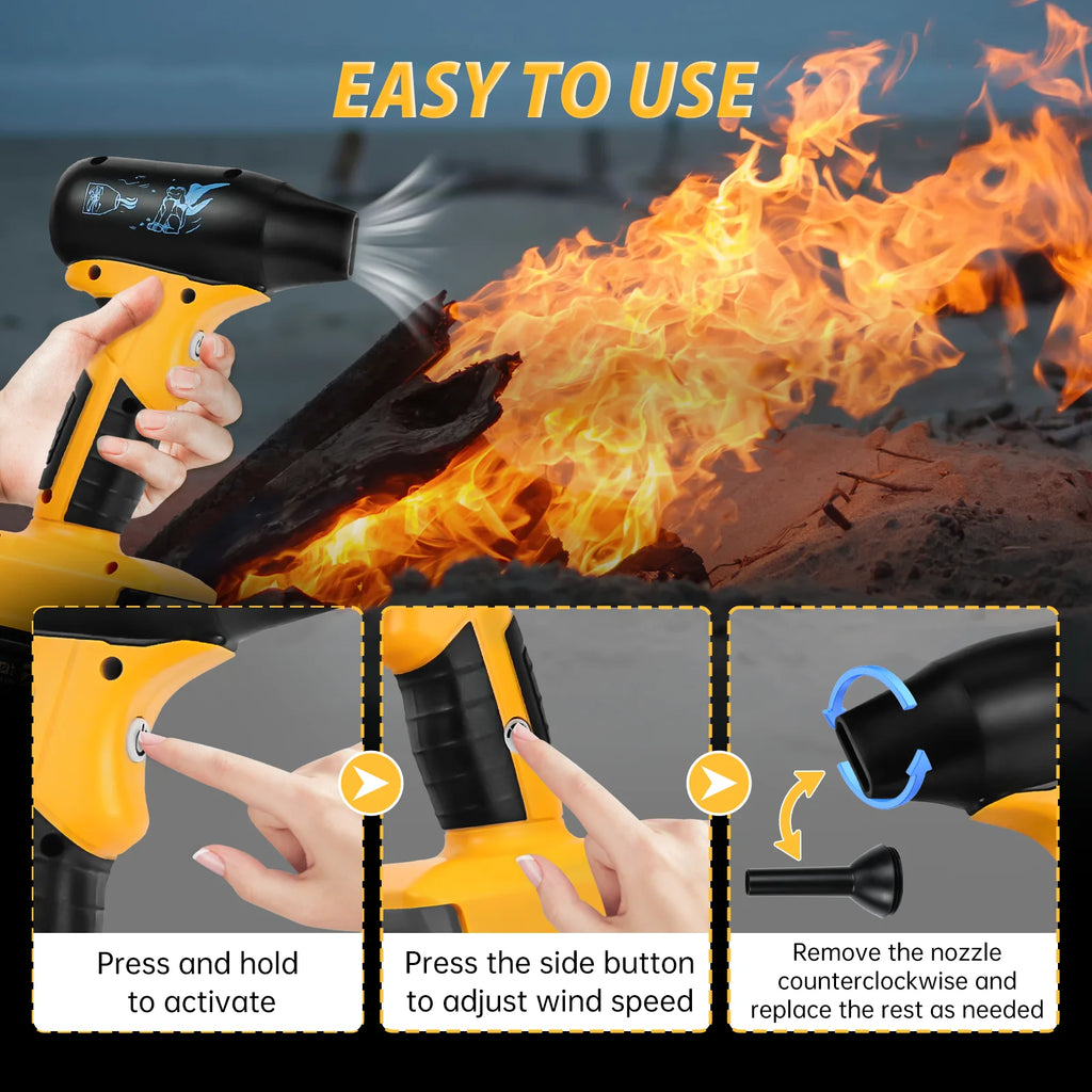 Brushless Electric Turbo Blower Jet Fan 130000RPM 4-Speed Handheld Air Blower Leaf Dust Blowing Tool for Dewalt 20V Battery Pin