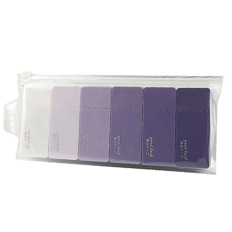6 Pcs Gradient Purple Correction Tape Kawaii Large Capacity Correction Tape Student Prize Stationery School Supplies