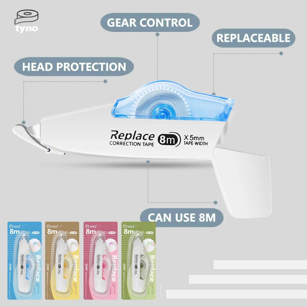 1Pcs 8m*5mm Correction Tape Transparent Student Kawaii Tape Cute Modification Corrector Tape Office School Stationery Supplies