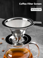 Portable Coffee Filter Stainless Steel Easy Clean Reusable Double Layer Coffee Funnel Paperless Pour Over Holder Coffee Dripper