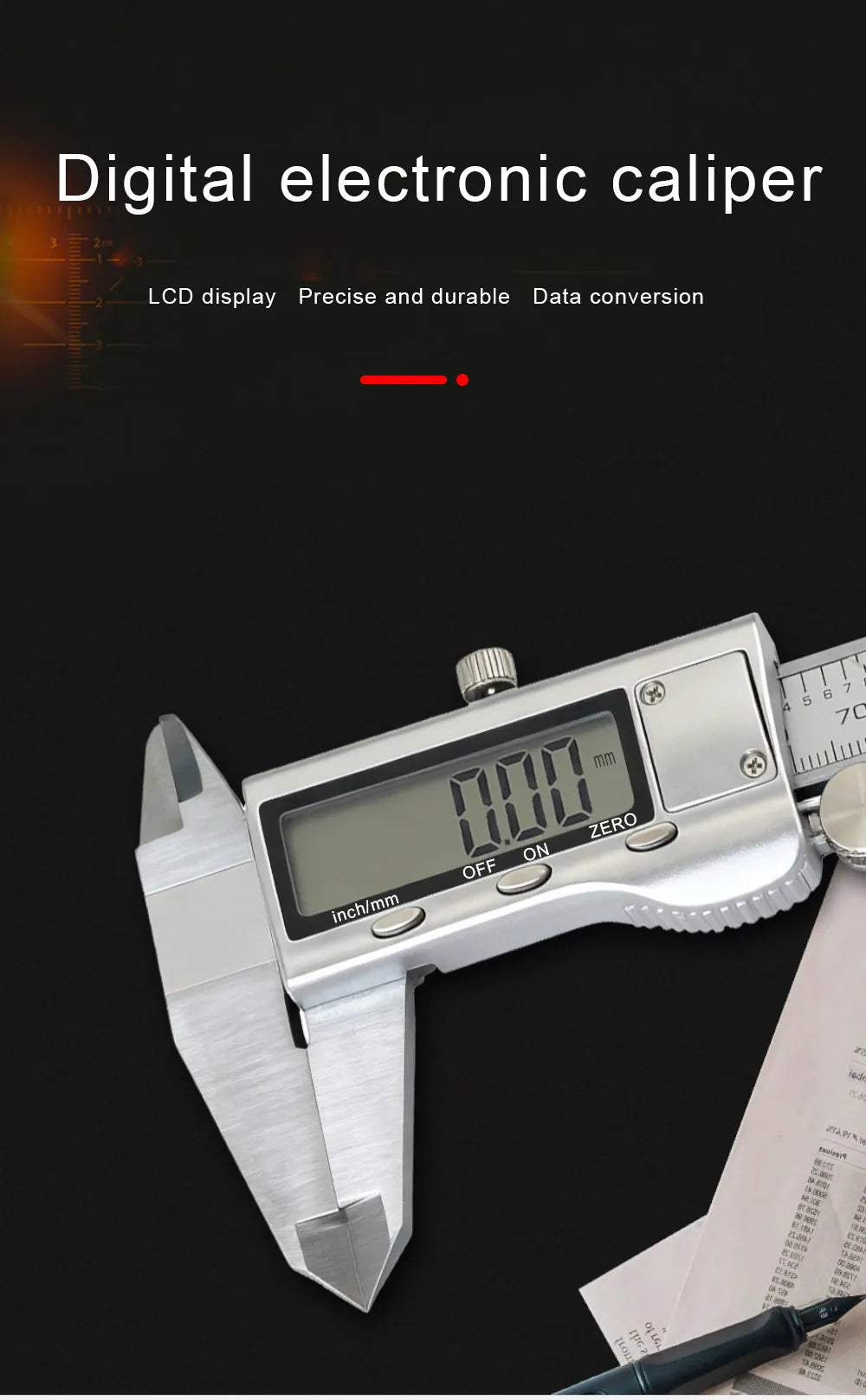 0-150mm Zinc Alloy Digital Caliper Metal Caliper Professional Vernier Caliber Measuring Tools Woodworking Thickness Gauge Depth