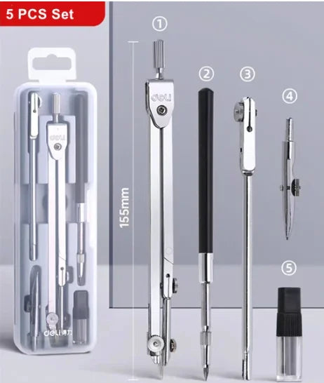 Stainless Steel Drafting Set Durable Drawing Compass Math Geometry Circles Tool School Supplies