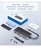 ORICO M.2 SSD Enclosure USB C Hub Splitter PD100W Extension Docking Station 10Gbps M2 NVMe SATA External Case 4K 60Hz HDMI-Com