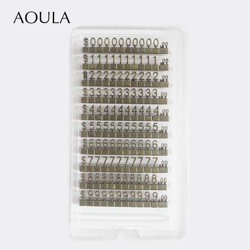 Lot of 10 Metal Mould Assembly Pricing Numbers Stickers Display Tags Digit Cube for Jewelry Shop Counter Price Number Sign Lable