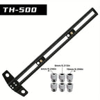 300/500MM Woodworking 2 in 1 Drilling Positioning Scoring Ruler - Adjustable T Square - Aluminum Scriber Marking Gauge Tool