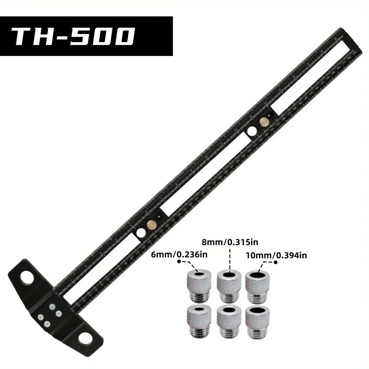 300/500MM Woodworking 2 in 1 Drilling Positioning Scoring Ruler - Adjustable T Square - Aluminum Scriber Marking Gauge Tool