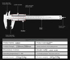 0-150MM Vernier Calipers Steel Gauge Micrometer Measuring Instruments Carpenter Tools Professional Pachymeter Depth Ruler
