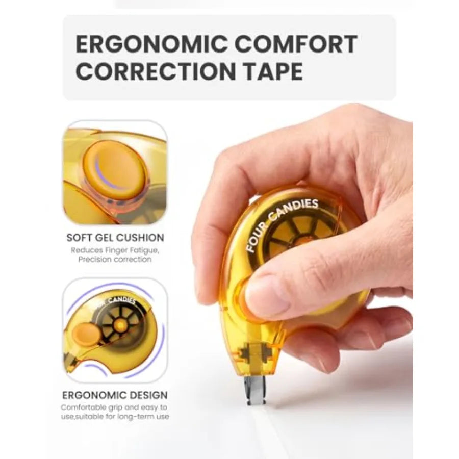 Silent Correction Tape, White Correction Tape Pack, 26.2ft, Ergonomic Easy-to-Use Applicator, Fast Clean Instant Corrections, S