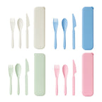 3Pcs/set Wheat Straw Dinnerware Set Portable Tableware Knife Fork Spoon Eco-Friendly Travel Cutlery  Utensil Box Chopsticks