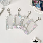1PC Colorful Graffiti Love Glitter Card Sleeve Transparent Three-inch Mini Card Protector Key Chain Pendant Photo Holder