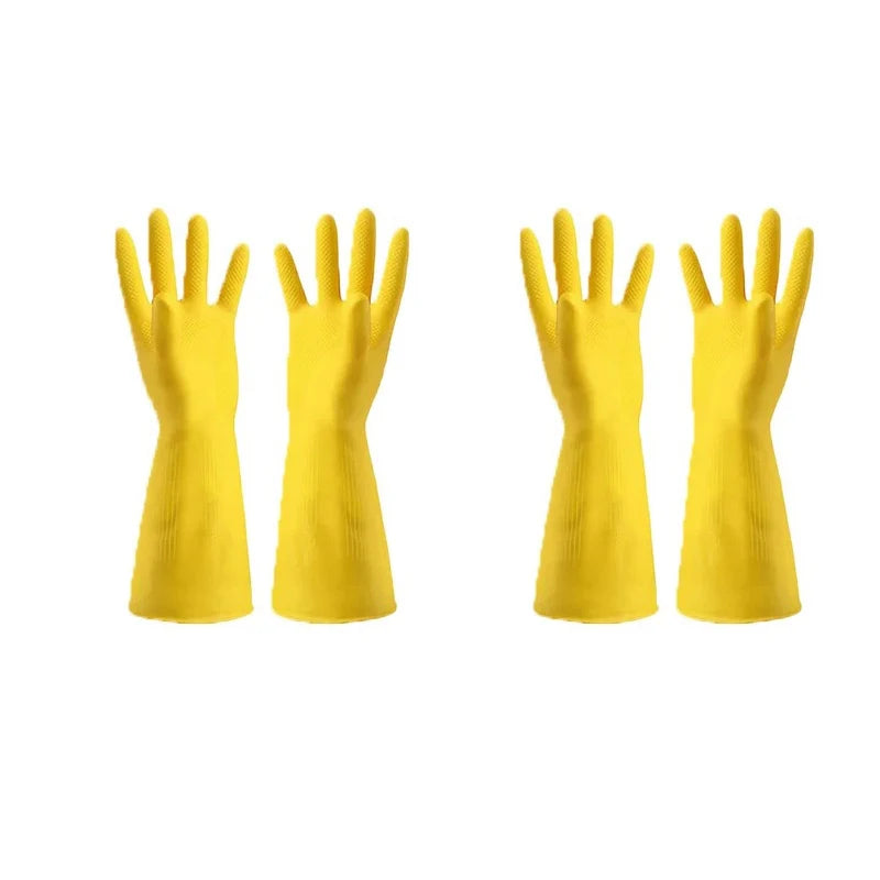 2 pairs Latex Dishwashing Gloves Women's Waterproof Household Kitchen Washing Bowl Washing Clothes Vegetable Cleaning Household