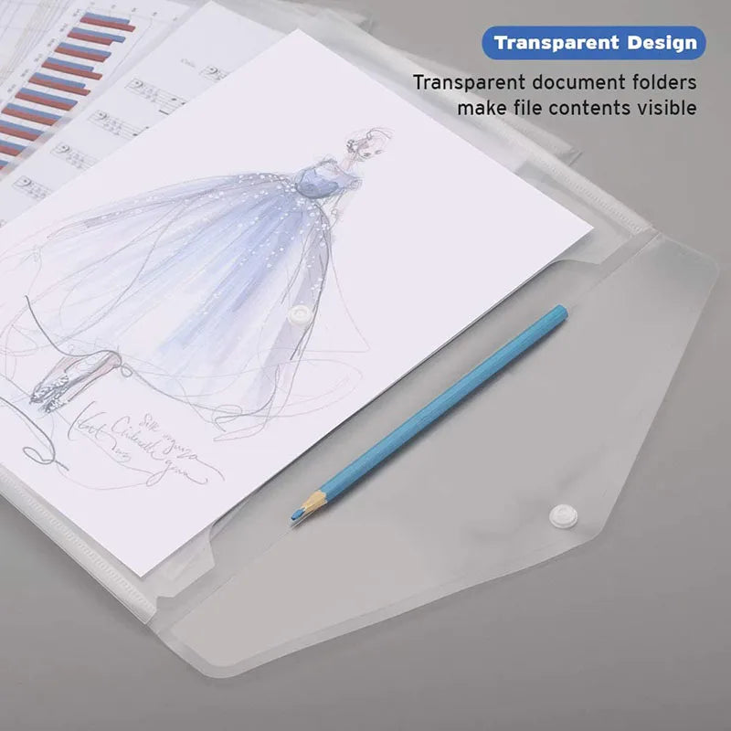 A5 Folder Bag 10Pcs Transparent Plastic Water Resistant File Holder File Paper Office Supplies Documents Sheet Protectors
