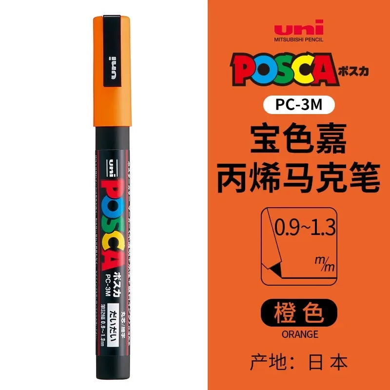 uni POSCA POP Water-Based Marker,Assorted Colors PC-1M/3M/5M 0.7~2.5mm Tips Professional Acrylic Paint Pen for Artists&Designers