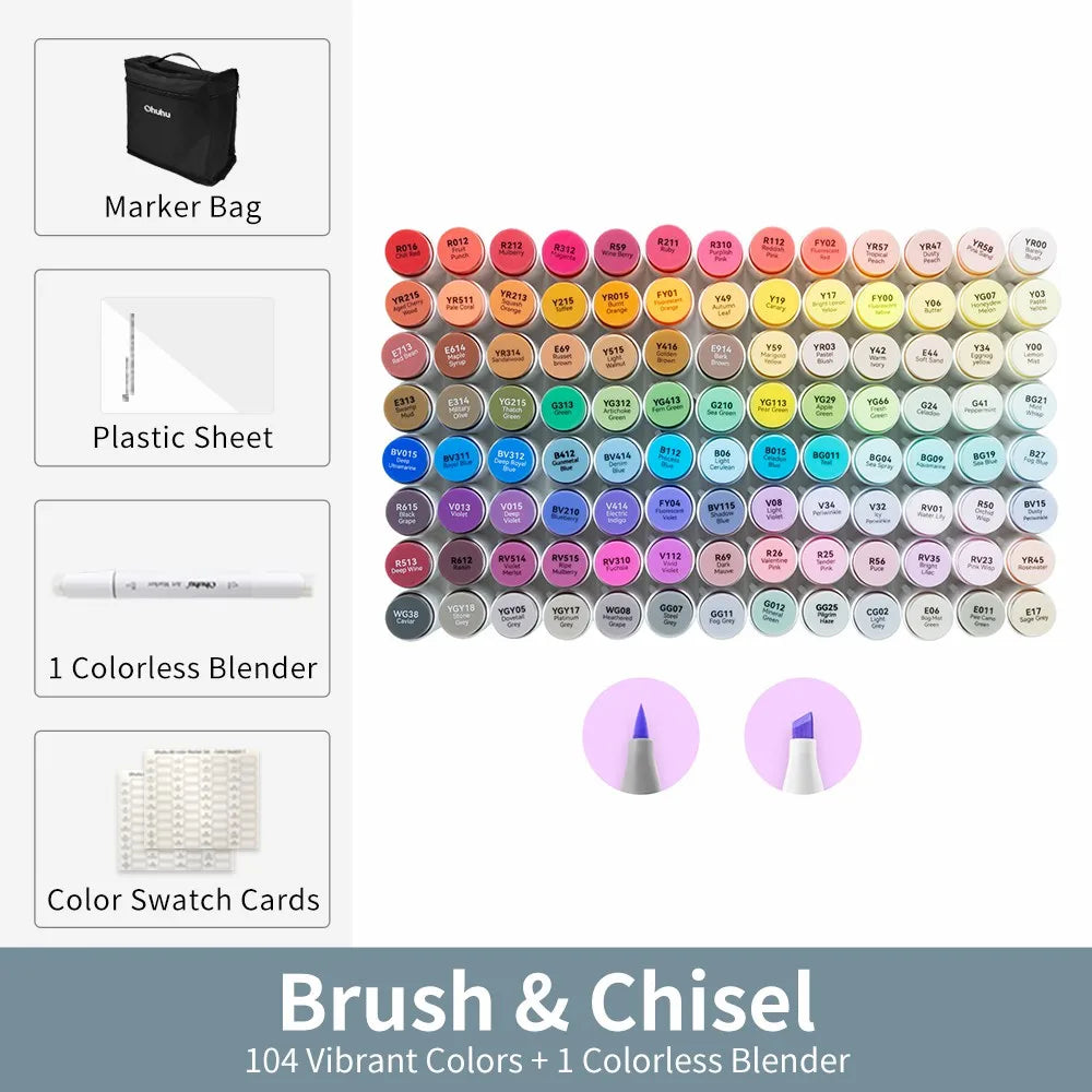Ohuhu Honolulu Marker Pen Set Color Markers Alcohol Art Markers Refillable Dual Tips Sketching Drawing Manga School Art Supplies