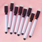 10pcs Erasable Whiteboard Markers with Built-in Eraser - Non-Toxic, Medium Tip for Office & School Supplies
