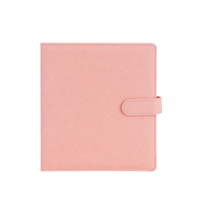 PLRBOK A5 D Shape 3 Ring Refillable Photo Album with Magnetic Buckle,Glitter PU Leather Binder Cover,10×15 15×21 1/2/4 Pockets