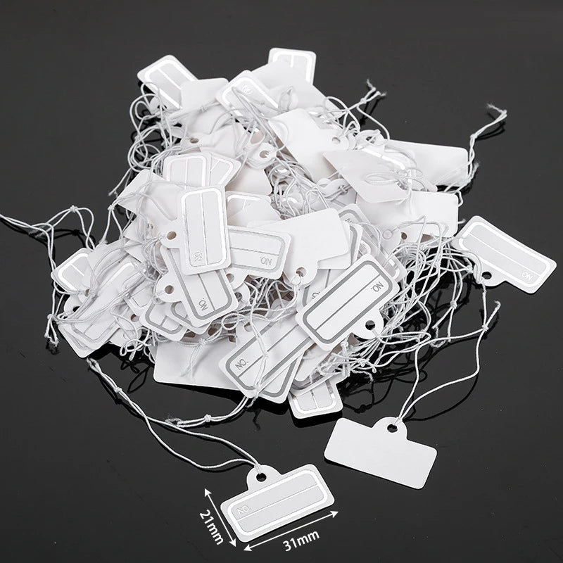 100pcs Paper Rectangular Blank Labels With String For DIY Watch Bracelets Necklaces Earrings Jewelry Display Price Tags Cards