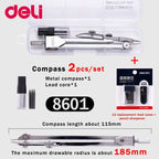 Stainless Steel Multifunctional Drafting Drawing Compass/Lead Core Math Geometry Circles Tool Durable Supplies 8600 / 8601