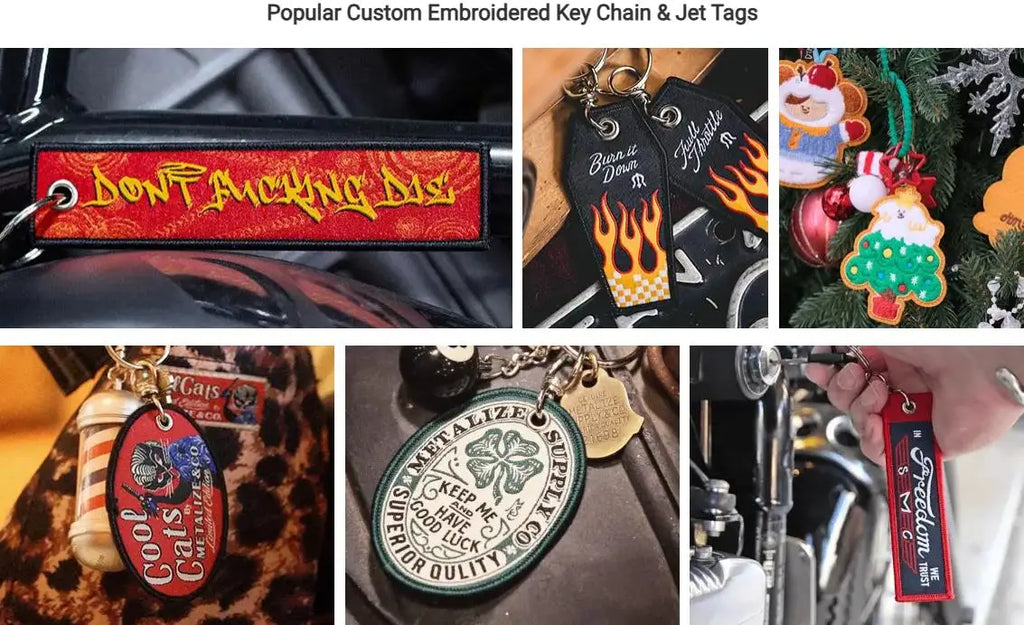 Wholesale Custom Embroidery Keychains Logo Flight Tag Keychain Jet Tag Keychain Personalized Name Key Ring Fabric Keychain