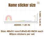 80/160/240pcs Personalized Name Stickers Custom Waterproof Labels Stick on Tag Kids Teacher Parents School Daycare - Rainbow 413