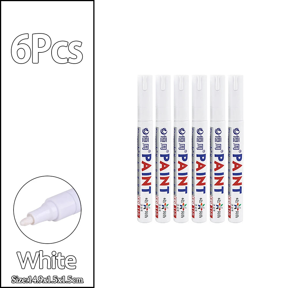 1/3/6/12Pcs Colorful Permanent Paint Marker Waterproof White Markers Tire Tread Rubber Fabric Paint Metal Paint Marker Pens