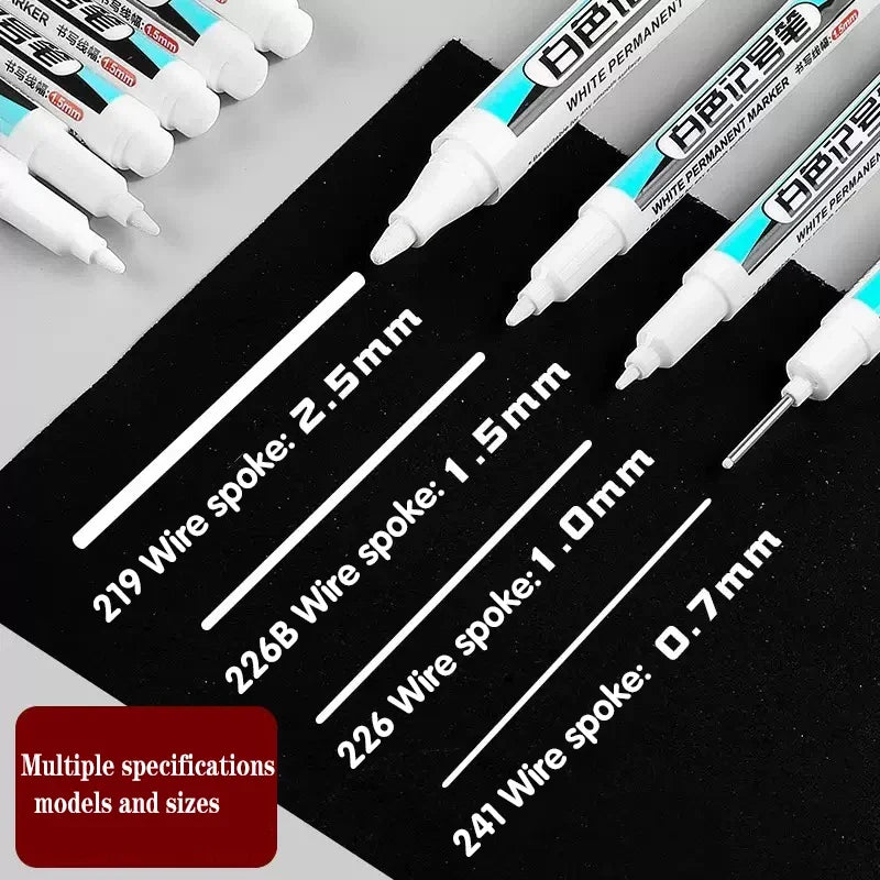 0.7/1.0/1.5/3.0mm White Marker Pens Oily Waterproof Permanent Paint Markers For Wood Plastic Leather Glass Stone Metal Supplies