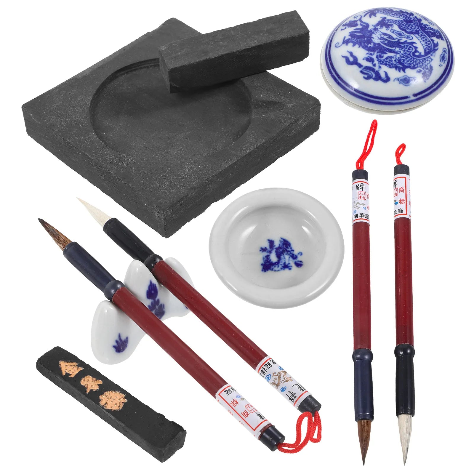 1Set Chinese Calligraphy Brush Kit Vintage Style for Beginners Kanji Sumi Ink Painting Watercolor Art Writing Practice Gift Set