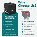 File Box with Lock Multi-Layer Fireproof File Organizer Foldable Storage Box Large Portable Home Office File Organizer Box