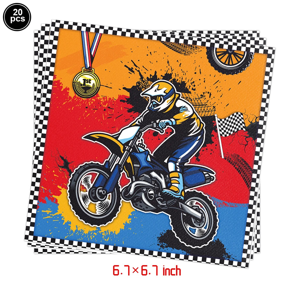 Motorcycle Dirt Biker Birthday Party Supplies Motocross Dessert Paper Plates Cups Napkins Disposable Tableware Favor For Boys