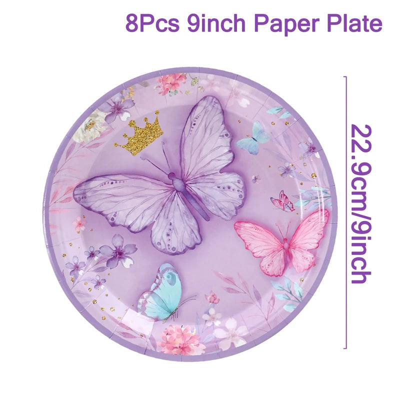 Butterfly Birthday Party Decoration  Butterfly Party Disposable Tableware Paper Cup Plate Birthday  Party